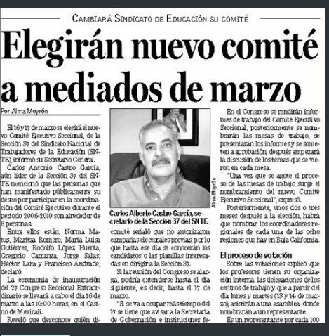 Sin fecha sucesión de secretario en Sección 37