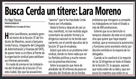Busca Cerda un títere: Lara Moreno