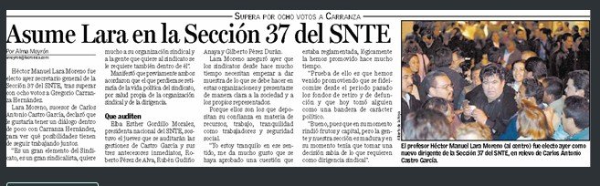 Quieren a Lara Moreno como líder de sección 37