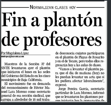 SETEBC en Mexicali levantaron el plantón.