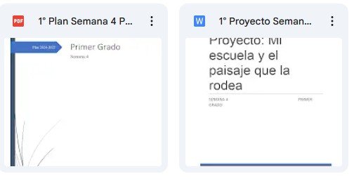 Documento PDF titulado '1° Plan Semana 4 P', relacionado con el primer grado.
