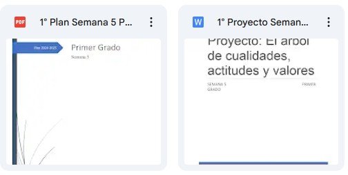 PDF document titled '1° Plan Semana 5 Primer Grado' - Week 5 plan for first grade