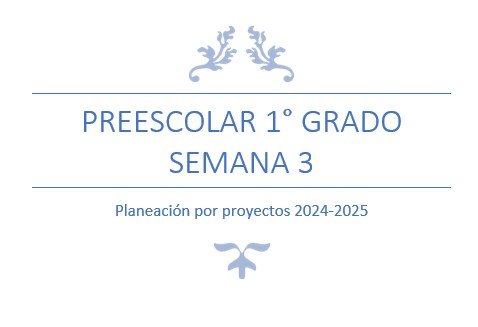Título de la planificación para Preescolar 1° Grado, Semana 3, 2024-2025.