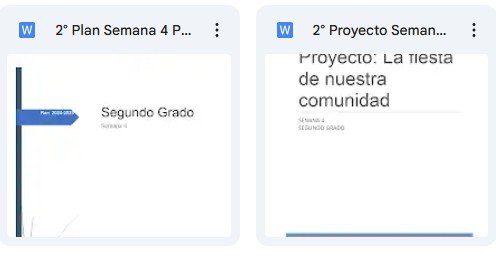 Documento titulado '2° Plan Semana 4' con texto que indica 'Segundo Grado'.