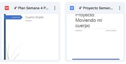 Documento PDF titulado '4° Plan Semana 4' para Cuarto Grado.