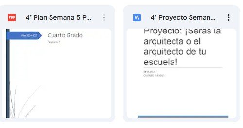 Documento PDF titulado '4° Plan Semana 5 P', sección 'Cuarto Grado', Semana 5.
