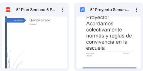 Documento PDF titulado '5° Plan Semana 5 P' con el encabezado 'Quinto Grado'.