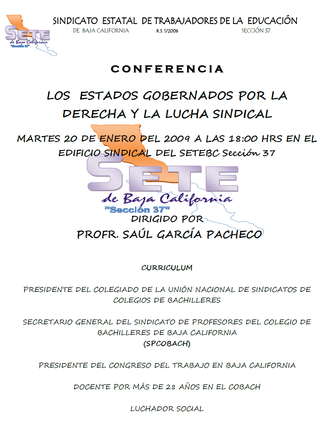 Sindicatos independientes por la liberación de presos políticos del SETEBC…
