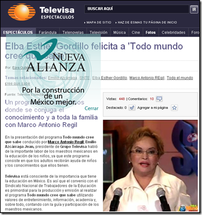 Azcárraga agradece apoyo a Elba Esther - El Universal - Espectáculos