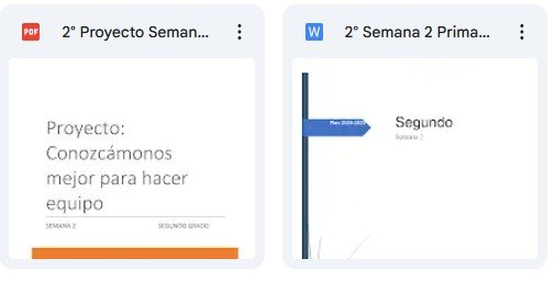 Image of a PDF cover titled 'Proyecto: Conozcámonos mejor para hacer equipo' for Semana 2.