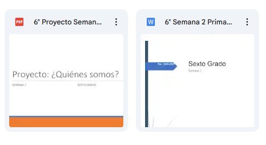 Document titled 'Proyecto: ¿Quiénes somos?' for 6th grade, Semana 1.