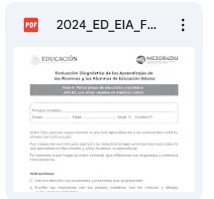 Portada del documento PDF titulado 'Evaluación Diagnóstica de los Aprendizajes de los Alumnos y sus Alumnas de Educación Básica', correspondiente al ciclo escolar 2024-2025, que incluye un formulario para la recopilación de datos.