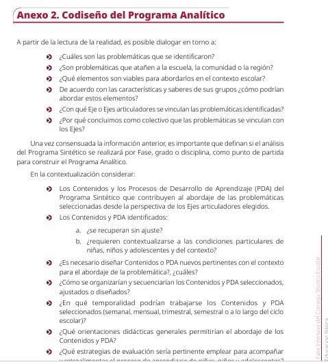 Documento que discute el co-diseño del Programa Analítico en base a la lectura de la realidad y las problemáticas identificadas.